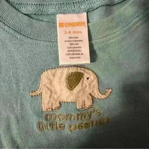 Gymboree baby boy blue elephant peanut bodysuit 3/6 months. 100% cotton